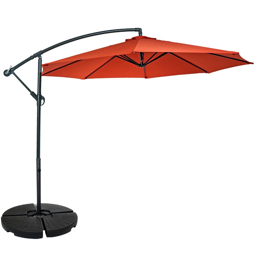 Sunnydaze 10 Foot Offset Cantilever Patio Umbrella with Round Cross-Base