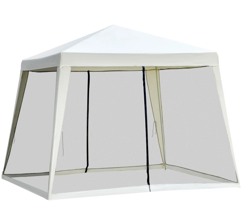 Outsunny 10 x 10 Foot Slant Leg Outdoor Canopy Tent with Mesh Sidewalls