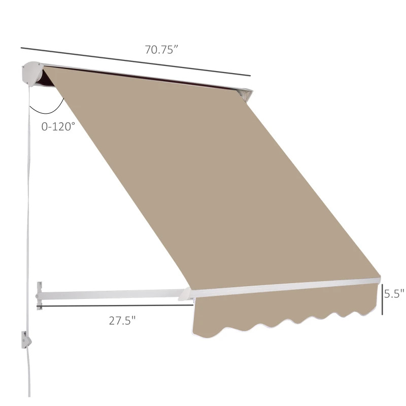 Outsunny 6 Foot Manual Drop-Arm Retractable Window Awning