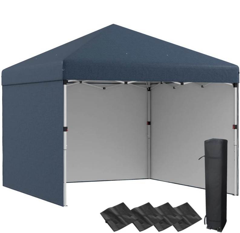 Outsunny 10 x 10 Foot Steel Frame Pop Up Canopy with Sidewalls and Weight Bags