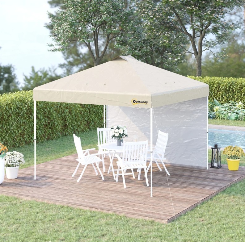 Outsunny 10 x 10 Foot Pop Up Canopy Tent with Removable Sidewall