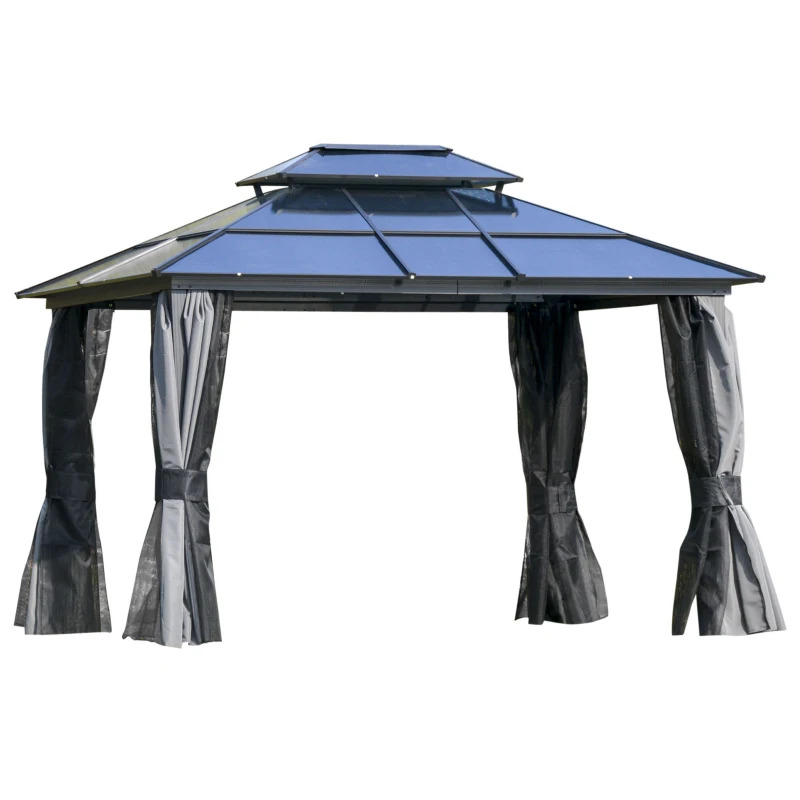 Outsunny 10 x 10 Hardtop Gazebo Canopy with Polycarbonate Roof