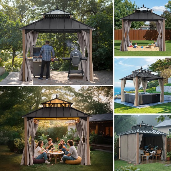 Sunjoy 10 x 10 Foot Kingston Extra-Tall Steel and Poly-Carb Hardtop Gazebo