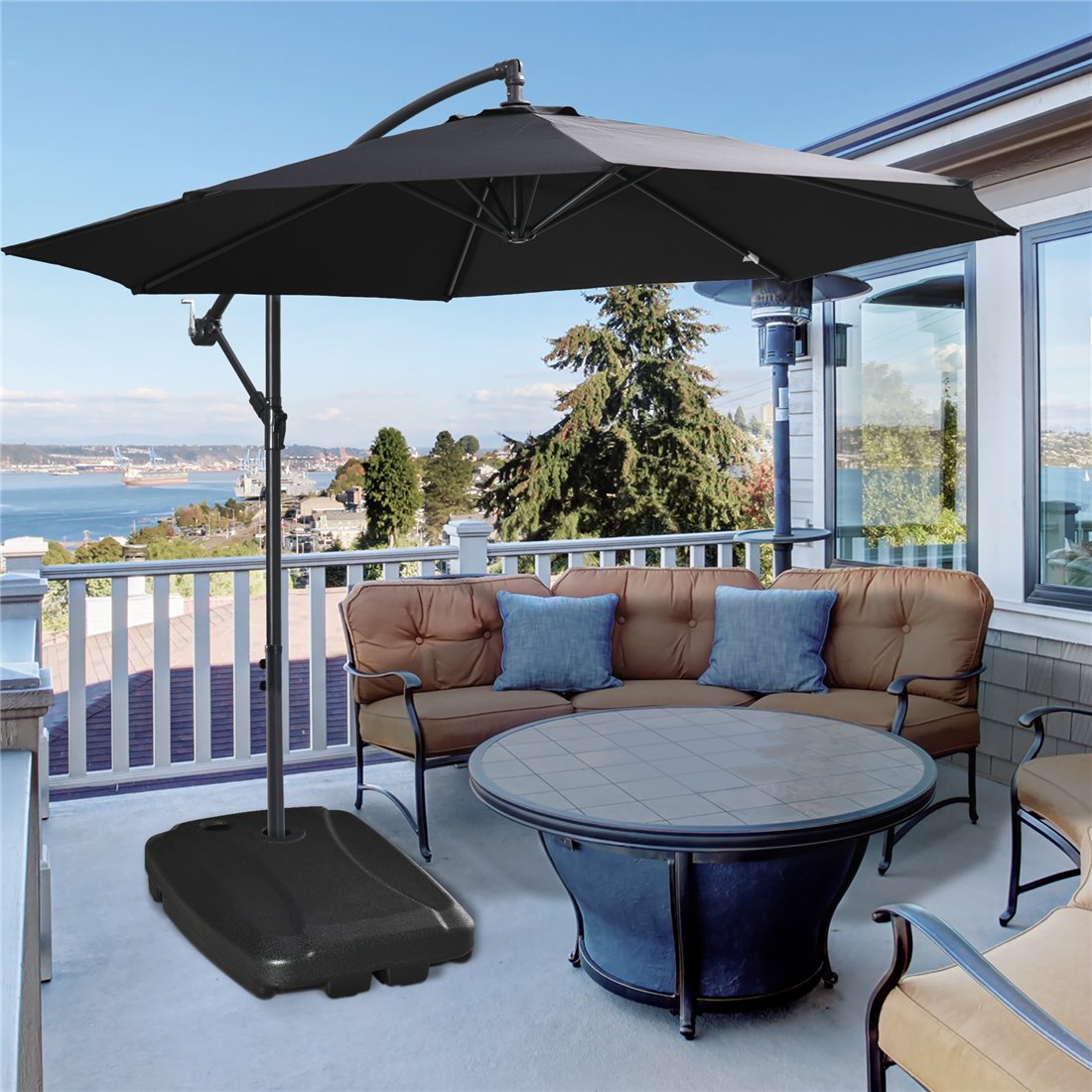 Outsunny 165 Pound Cantilever Offset Umbrella Base with Wheels