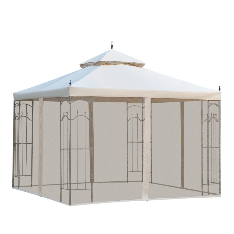 Outsunny 10 x 10 Foot Patio Gazebo with Corner Frame Shelves