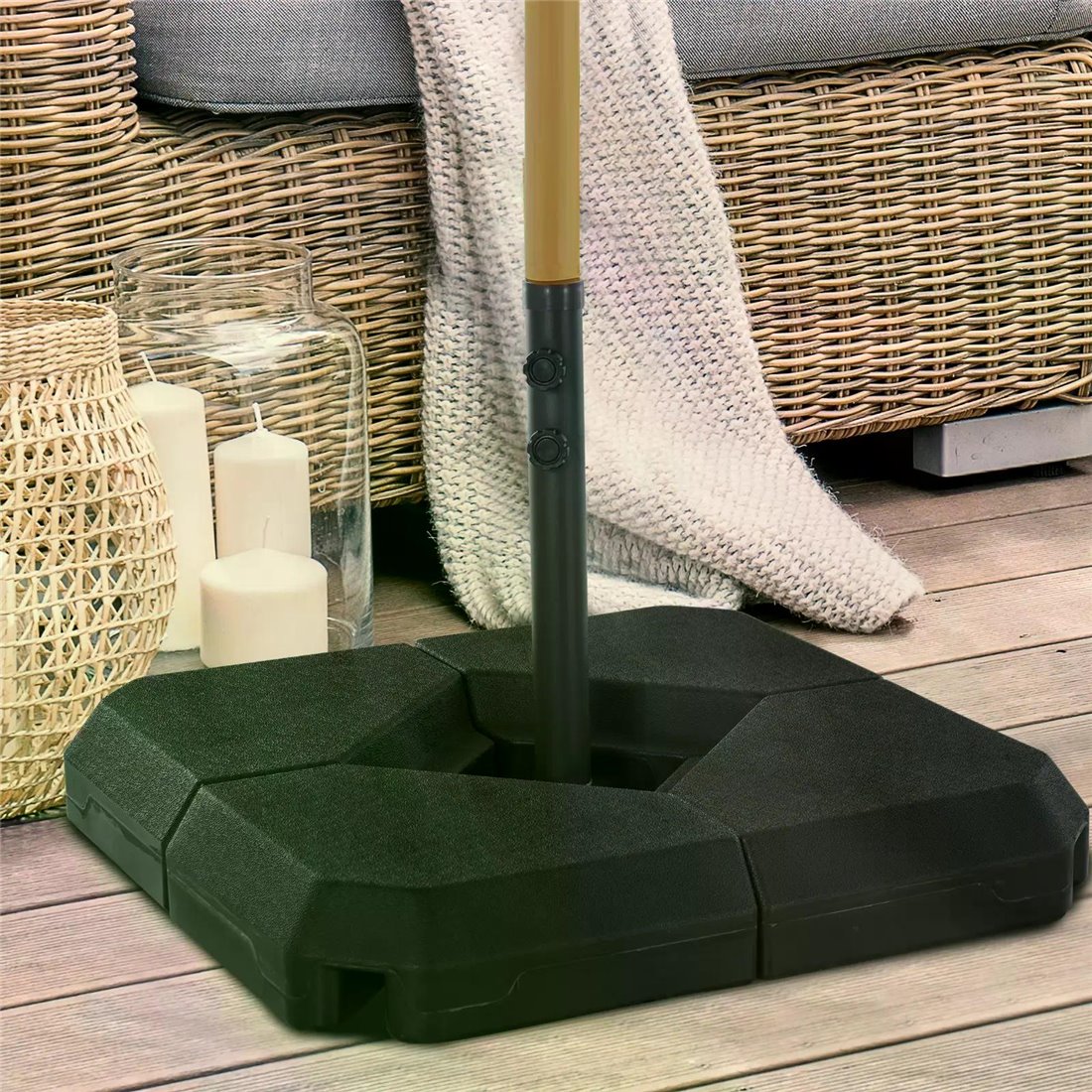 Outsunny 4-Piece Fillable Umbrella Stand for 2 Inch Umbrella Poles