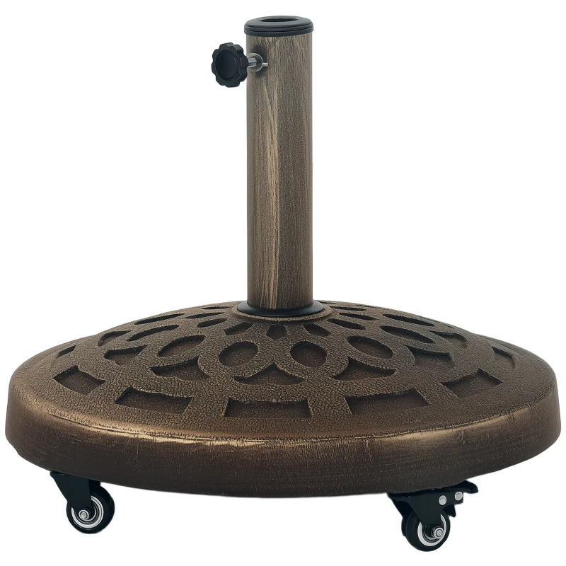 Outsunny Round 370V00BK Resin Patio Umbrella Base with Wheels