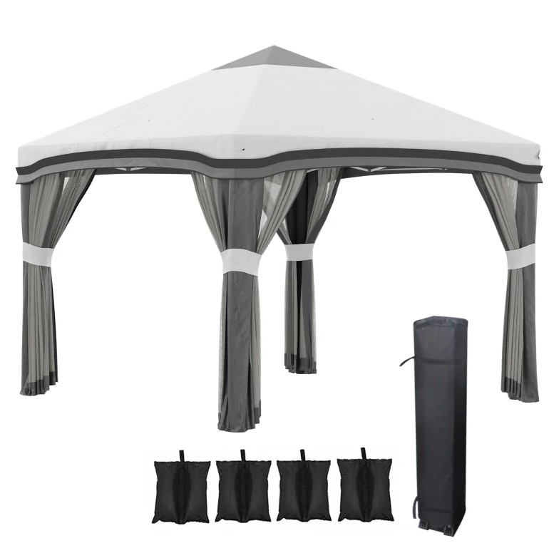 Outsunny 10 x 10 Foot Adjustable Height Pop Up Canopy with Net Sidewalls