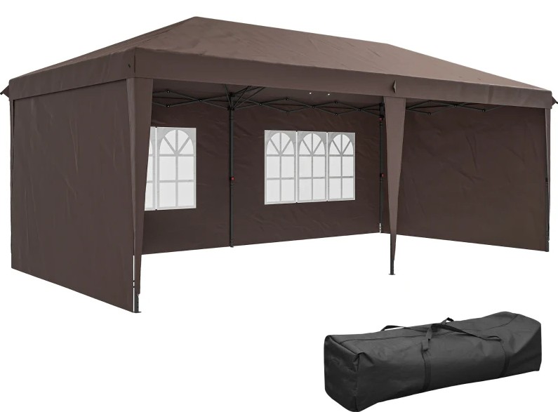 Outsunny 10 x 20 Foot Pop Up Canopy Tent with 4 Sidewalls