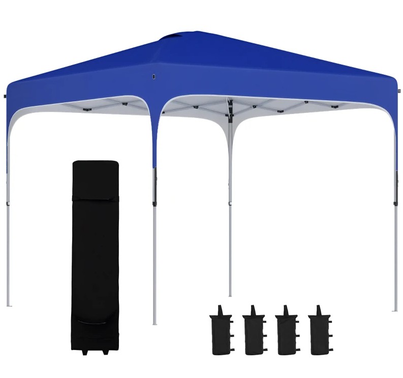 Outsunny 8 x 8 Foot Pop Up Canopy Tent with Wheeled Carry Bag
