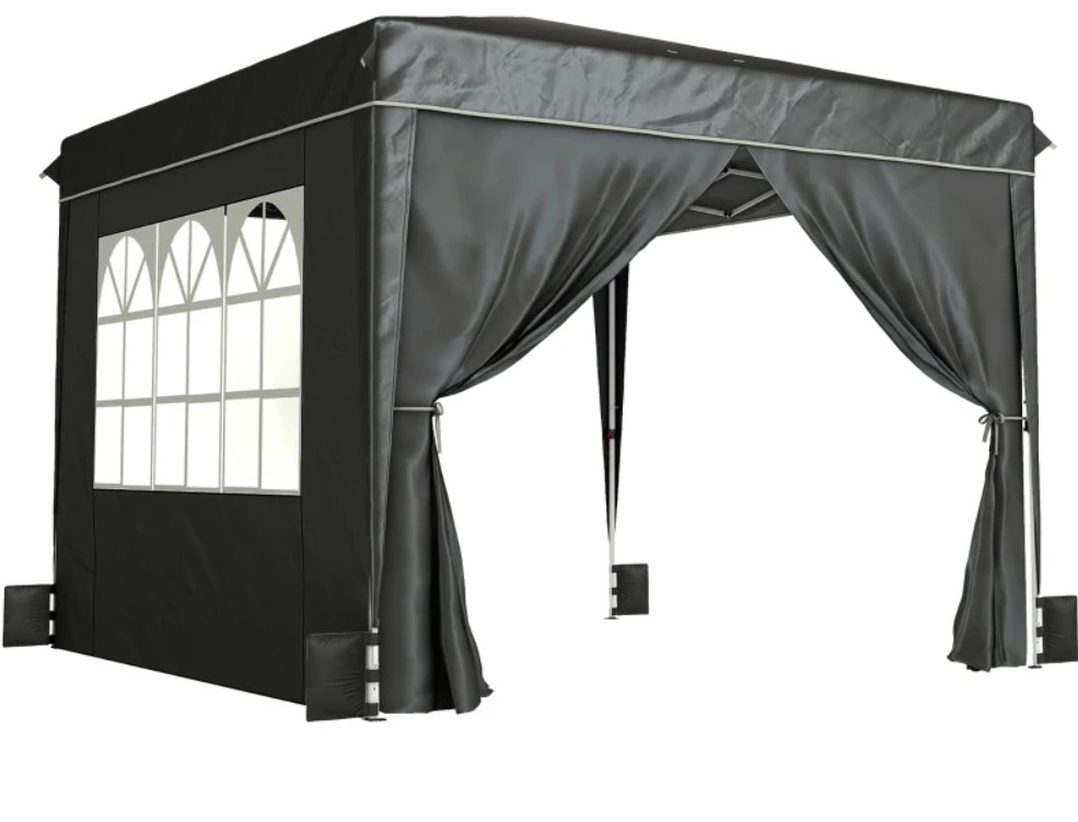 Outsunny 10 x 10 Foot Pop Up Canopy Tent with Sidewalls and Window