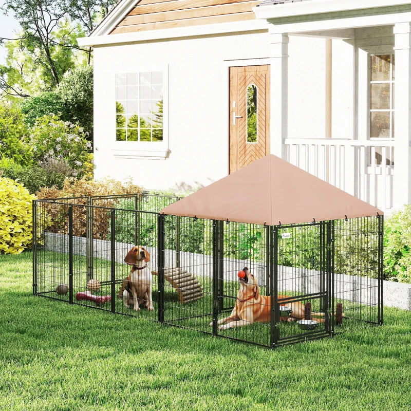 PawHut 11 x 5 Foot Single-Room Outdoor Dog Kennel with Rotating Bowl Holder