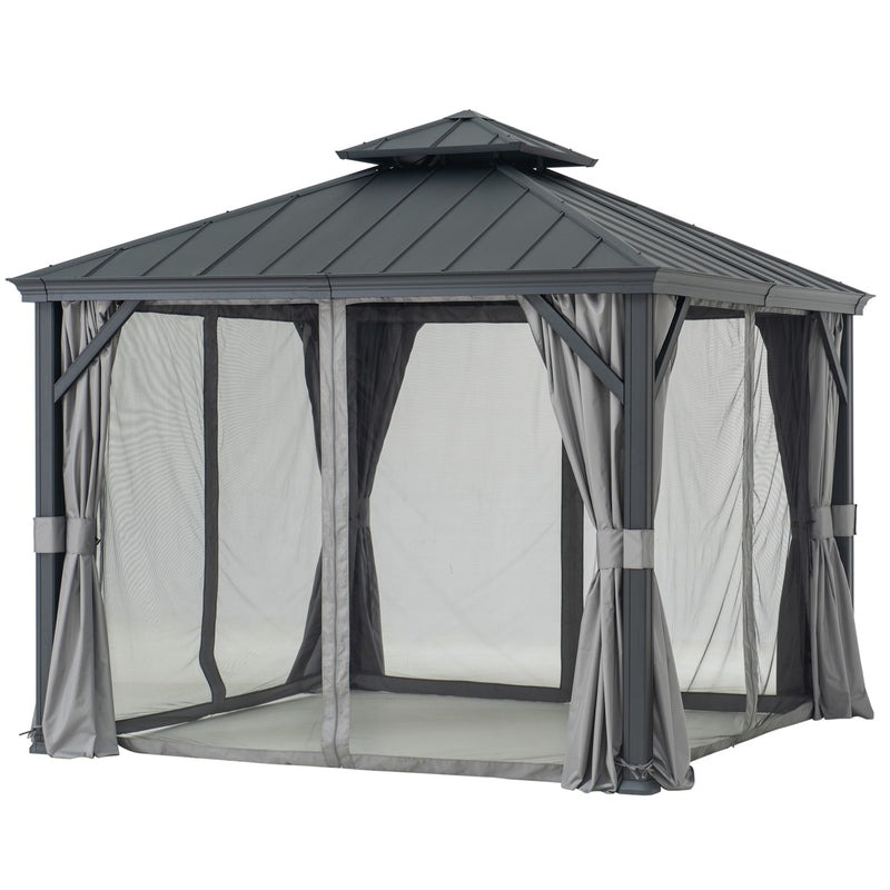 Sunjoy 10 Foot Square Merston Two-Tier Aluminum Gazebo