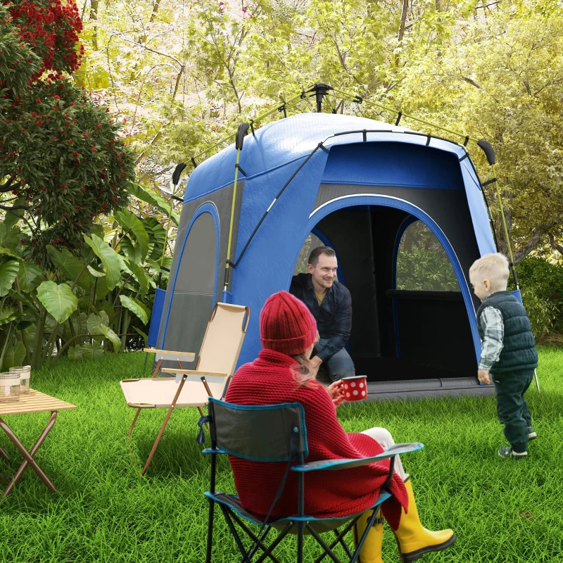 Outsunny 8 x 8 Foot 4-Person Hydraulic Pop Up Camping Tent