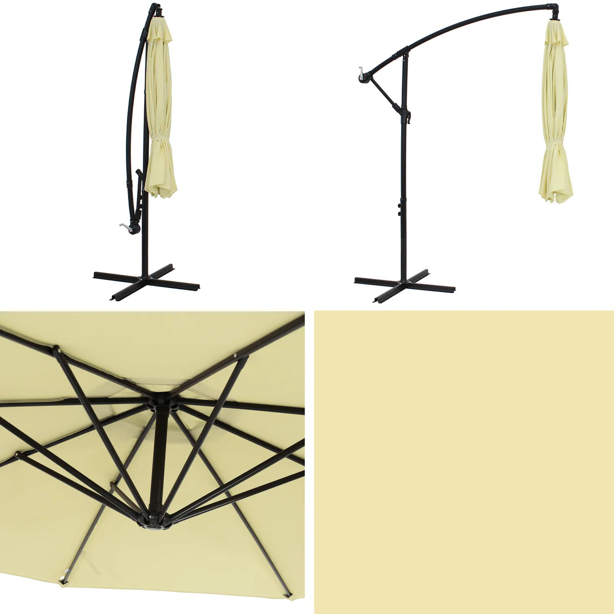Sunnydaze 9 1/2 Foot Pale Buttercup Offset Crank Patio Umbrella