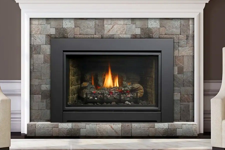 Tape measure across a masonry fireplace opening